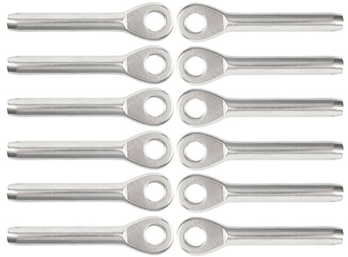WANGBINGXING Serre Cable Acier Terminal à œil Swage de 6mm, 12 pièces, T316, raccord de câble métallique en Acier Inoxydable, Assemblage de Garde-Corps, tendeur, matériel Marin Serre Cable INOX