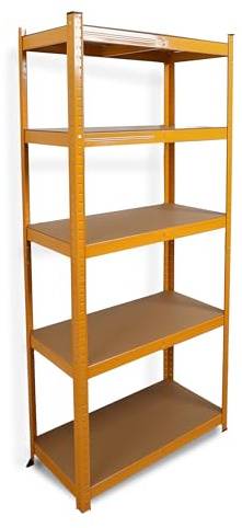 DIVCHI 5 Tier Storage Rack Heavy Duty Shelving Aluminium Garage Shelves Heavy Duty Shed Storage Racking Shelf For Warehouse Workshop & Office (Yellow, Pack of 1)