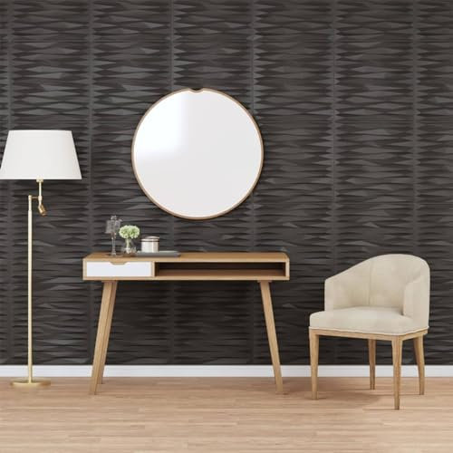ZEYUAN Panneaux muraux 12 pcs Noir 50x50 cm EPS 3 m² Pierre,Panneau Mural Decoratif,Plaque PVC,Revetement Mural