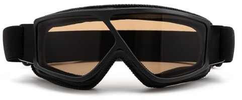 evomosa Motorradbrille Vintage Anti Fog PU Leder Brille staubdicht ATV Off Road Motorradbrille Schutz für Reiten Motorcross Klassen Aviator Brille für Männer Frauen Erwachsene (Schwarze Linse)