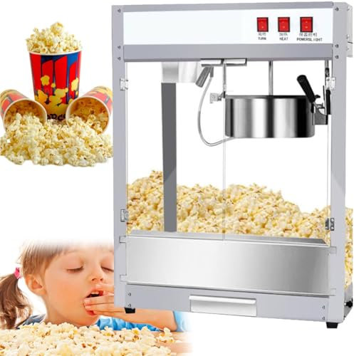 YANGYMM MáQuina para Hacer Palomitas de MaíZ de Estilo Comercial, MáQuina Palomitas MaíZ EléCtrica 1600 W, Palomitas MaíZ Frescas Caseras Menos de 3 Minutos, (Vidrio Templado, Aluminio, TeflóN)