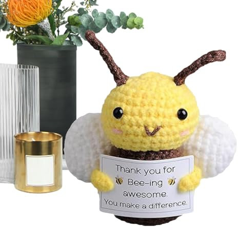 Generisch Häkeln Sie Bienenplüsch,Biene häkeln - Emotionale Unterstützungsgurke | Kleines Tier-Strickspielzeug, niedliche emotionale Unterstützungspuppe zum Stressabbau, dekorative Puppenverzierung