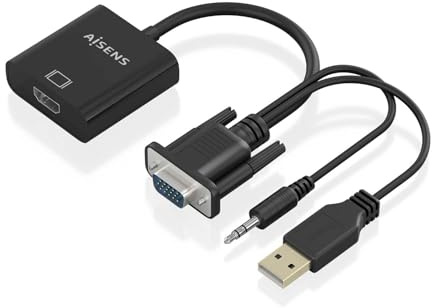 AISENS Cavo convertitore SVGA Audio a HDMI SVGA M Jack 3 5M USB A M HDMI A H Nero 20cm