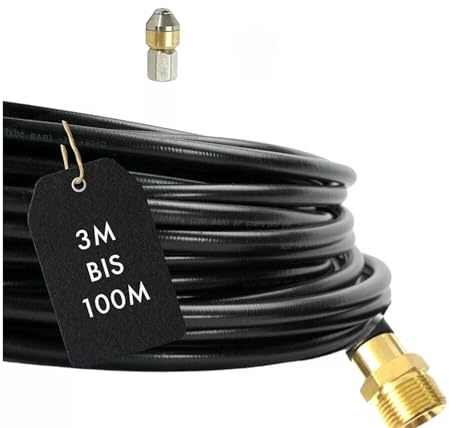 M&M Smartek Rohrreinigungsschlauch M22 AG/1/8 AG mit 3 Düsen (Rotierende Düse, 5 Meter)