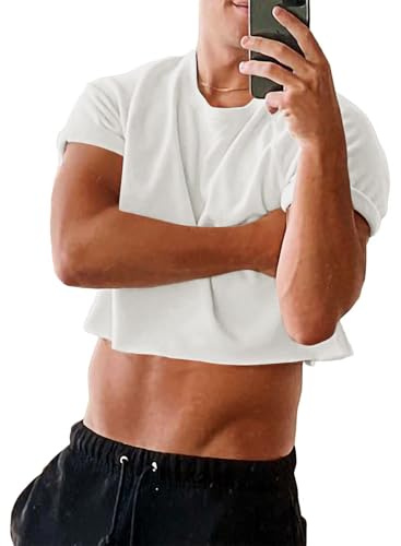 Runcati Camiseta para hombre, corbata Dye Crop Tops con Cuello Redondo, Algodón Verano Manga Corta Entrenamiento Camisas Calientes Hombres