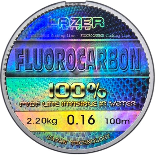 LAZER LINE Fluorocarbon Angelschnur 100m DIA0,16mm Test 2,2kg - Transparent | Vorfachschnur für Hecht Zander Barsch Forelle Karpfen - Fluorocarbon Vorfach - Raubfish Angeln Schnur – Flourocarbonschnur