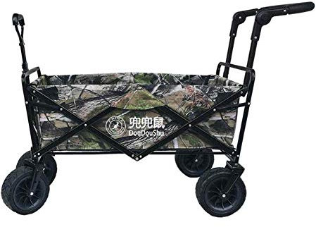 HUIBBGO Klappwagen, Faltbarer Ziehwagen, Handkarre, Gartentransportwagen, Zusammenklappbarer, tragbarer Klappwagen für Outdoor-Camping, Grillen, Gartenarbeit, Einkaufen, Strandsport