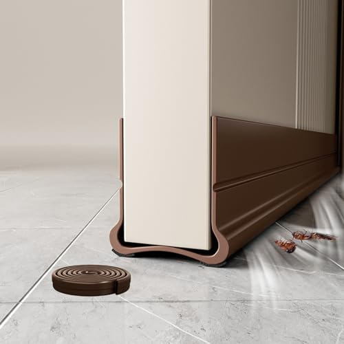 93CM Joint Brosse Bas de Porte 2025 - Hauteur Surélevée 40mm Renforcé｜Isolation Thermique & Phonique｜Anti-Poussière, Courant d'air, Insectes｜Auto-adhésif À Découper (Marron)