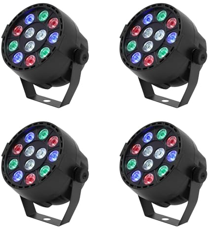 4Pcs Discolicht Partylicht, LED Par Strahler, Disco Licht, Bühnenlicht mit Sound Aktivierung, Scheinwerfer Bunt kann Moving Head, Party Lichter Ideal für Bar, DJ, Disco, Geburtstag Show