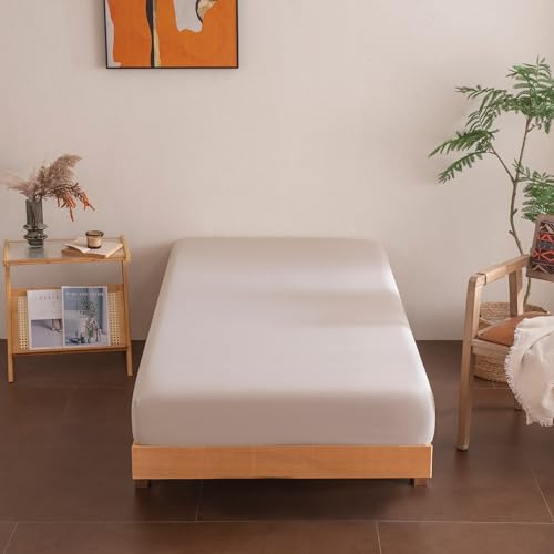 Sonive Spannbettlaken 120x200cm 100% Polyester, Matratzenhöhe bis 30 cm | Spannbetttuch Bettlaken für Dicke Matratzen, Weich, Atmungsaktiv & Hautfreundlich Beige