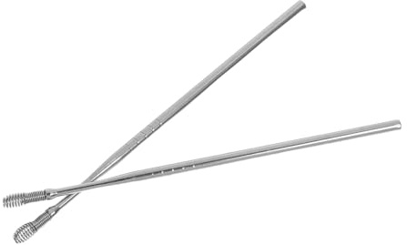 SOPOTUTU 2 Stück Edelstahl Ohrreiniger Spiralohrlöffel 11,5cm 360° Drehung Rutschfest Ohrenschmalzentferner für Sichere Ohrenpflege zu Hause und Reisen