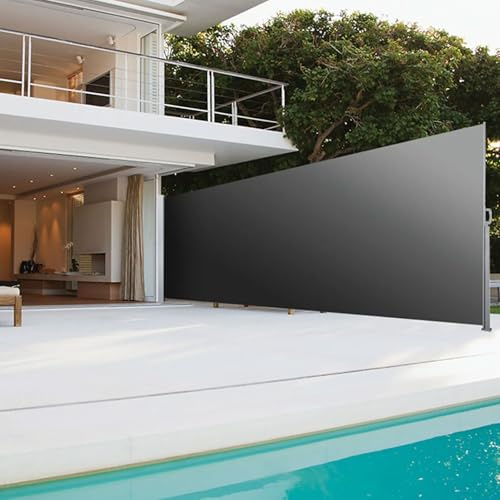 Tenda laterale retrattile per esterni, divisore pieghevole, resistente ai raggi UV e all'acqua, per giardino, cortile, balcone, facile installazione (200 x 400 cm)