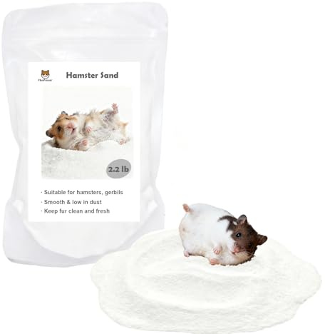 FiboPawer Hamster Sand Bath for Hamsters, Gerbils, Chinchillas, 2.2Lbs Less Dust Chinchilla Bath as Hamster Cage Accessories, Bathing White Sand for Small Animal Bath & Toilet Litter