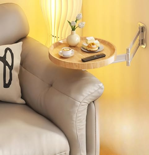 Klapptisch, Wandmontage, rund, einziehbar, verstellbarer schwimmender Schreibtisch, platzsparendes Design in origineller Holzoptik