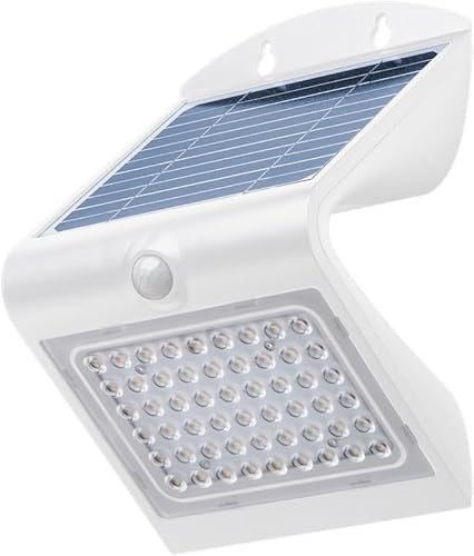 goobay LED-Solar-Wandleuchte mit Bewegungsmelder, 4 W, IP65, neutralweiß 4000K, mit Akku – Außenleuchte mit PIR-Sensor & 2 Leuchtmodi für Garten, Carport, Eingang, Balkon, 500 lm, weiß, 77441