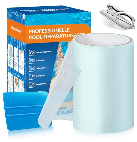 Pool Reparaturset, Transparentes Unterwasser Klebeband 15cm x 250cm, Extra Breites Pool Flicken Band Selbstklebend Wasserdicht, PVC Abdichtband für Aufblasbare Hüpfburg, Planschbecken, Luftmatratze