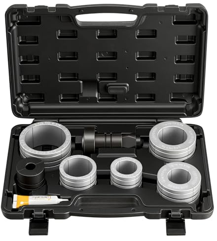 VEVOR Kit di Strumenti per Svasatura, Kit di Utensile per Espansione dei Tubi di Scarico, Allargatore per Tubi di Scarico da 41,27 mm a 107,95 mm, con 7 Collettori Robusti e Custodia per Trasporto