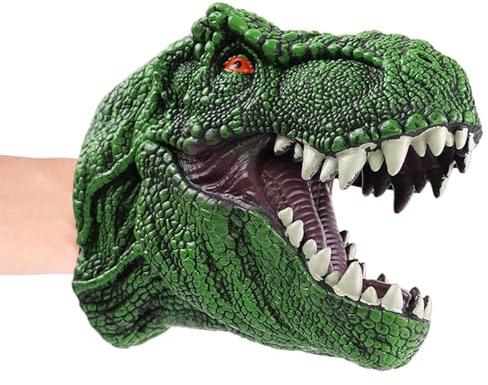 Dinosaurie handdocka – flexibel huvudleksak, realistisk dino- gjord av mjuk, interaktiv storytelling-rekvisita | Kreativ rollspelsdocka, vinyl djurteaterleksak för