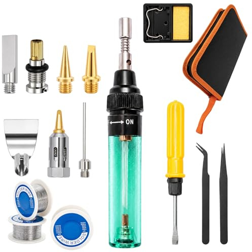 SUNNYNEST Portable Butane Soldering Iron Kit Cordless Gas Soldering Pen for Electronics Repair DIY Welding Tool Set for Household Appliance Repair Wood Burning & Heat Shrink Tubing
