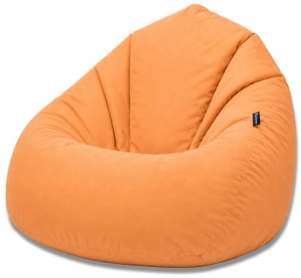 BuBiBag Sitzsack XXL Bodenkissen für Erwachsene & Kinder - Geeignet für Gaming oder Entspannen - Indoor wie Outdoor da er Wasserfest ist - mit EPS Perlen (Orange, XL)