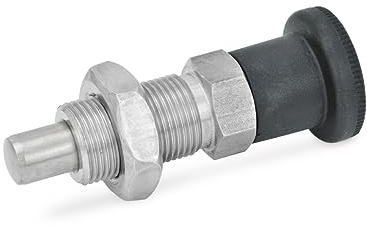 Ganter Normelemente | Edelstahl-Rastbolzen - GN 817-5-8-BK-NI | Ohne Rastsperre | Edelstahl | Raststift chemisch vernickelt| 1 Stück