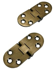 QCAA Solid Brass Table Folding Flip Top Hinge, 2-3/4 x 1-3/16, Antique Brass, 2 Pack, Made in Taiwan