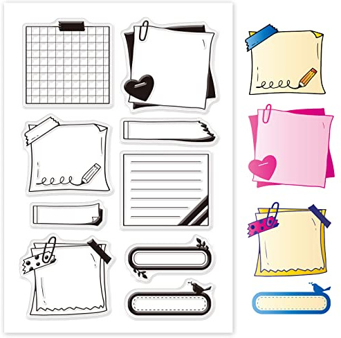GLOBLELAND patrón de nota adhesiva sello transparente sello de silicona sellos transparentes de goma para hacer tarjetas DIY decoración de álbum de recortes