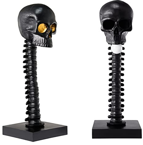 GUTE Skeleton Skull Lamp Wings Lamp 25 H Detailed Spine, Skeletons Desk, Table, Floor Lamp, Horror Decor, Skeleton Figure Unique Table Gothic Spooky Home Decor Birthday Gifts (Black)