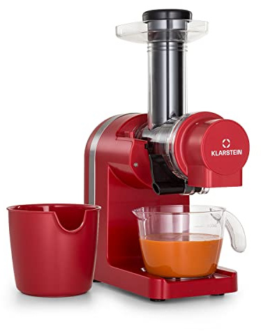 Klarstein Bella Elegance Saftpresse 200 W, Entsafter mit 400 ml, BPA-frei, rutschfester Standfuß, max. Dauerbetriebszeit: ca. 20 Minuten, einfache Reinigung, rot