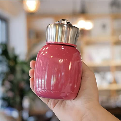 Cute Water Bottle, 200ml Stainless Steel Small Thermal Flask Coffee Travel Mug, Juice Milk Vacuum Hot and Cold Water Bottle for Travel and Home (Red)