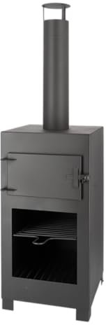 Esschert Design Stufa da Terrazzo con Forno per Pizza Nero