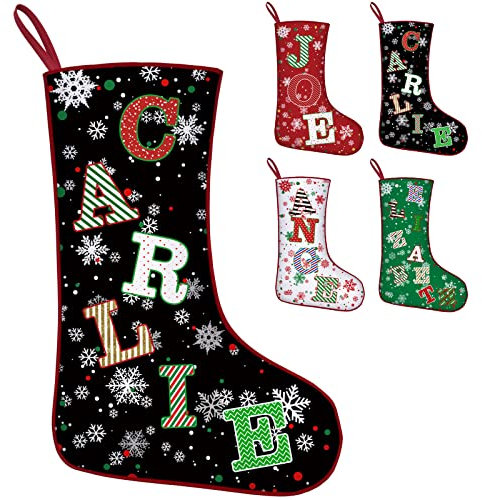 Skartam Weihnachtsstrümpfe, personalisierter Name, 4 Farboptionen, 43 cm, individuelle Weihnachtsstrümpfe mit Namen für Kamin und Kaminsims, Geschenke für Weihnachtsdekoration, Urlaub, Familie
