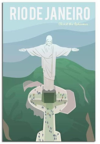 Rio de Janeiro Christus Statue Vintage Reiseposter Leinwand Wand Home Room Decor Kunst Poster Malerei Bild Druck Geschenk Poster