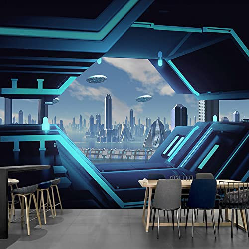 3D Dreidimensionales Raumschiff Raumkapsel Tapete Weltraum Erweiterung Sci-Fi Hintergrund Wand Cyber Cafe Ktv 3d Tapete Vlies Effekt TV Die Fototapete Wandbild Wohnzimmer Schlafzimmer-150cm×105cm