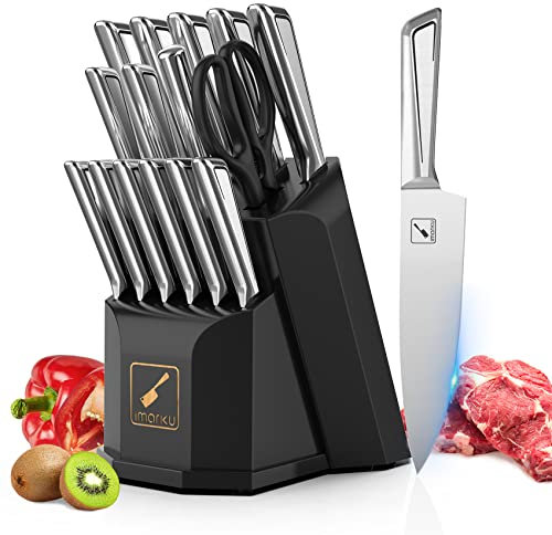 imarku Messerblock Sets, 16-TLG Japanisches Edelstahl-Küchenmesser mit abnehmbaren Messerblock, Einteiliges Messer set, Knife Set, Spülmaschinenfest—Vatertagsgeschenk