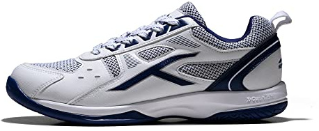 Hundred Raze Non-Marking Professional Badminton Shoes for Men (White Navy, Size: EU 45 UK 11 US 12) Material Upper: Polyester, Sole: Rubber Suitable for Indoor Tennis Squash Table Tennis