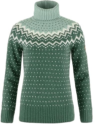 Fjallraven 84792-679-674 Övik Knit Roller Neck W Sweatshirt Dam Djup Skridsko-Misty Grön, Storlek L
