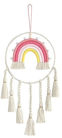 ZOYIEP Makramee Regenbogen Wandbehang, Regenbogen Makramee Deko, Handgewebte Regenbogen Quaste Anhänger Home Boho Room Decor,51x20cm (Stil D5)