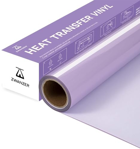 Zwanzer Plotterfolie Textil 30.5cm × 3.66m, Bügelfolie Hellviolett | Flexfolie, Für alle Plotter, Für DIY-T-Shirt-Kleidung, Für andere Stoffe, Einfach zu entgittern & zu bügeln