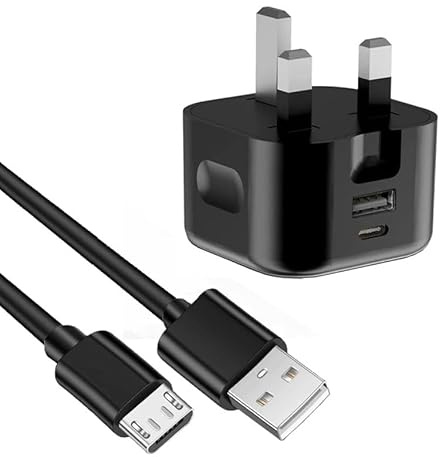 KP TECHNOLOGY Multi Port Fast Charger For Oppo A17 / Oppo A15 (Micro USB Cable + Dual Port Plug) (BLACK)
