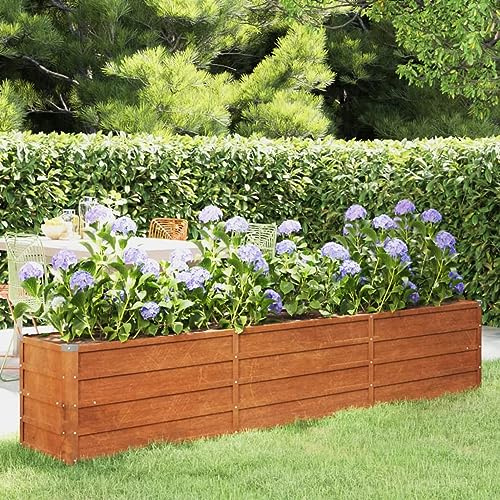 Iiaky Lit surélevé de Jardin rouillé 240x40x45 cm Acier corten,Bordure Pierre,Kit Gabion,Gabion Jardiniere