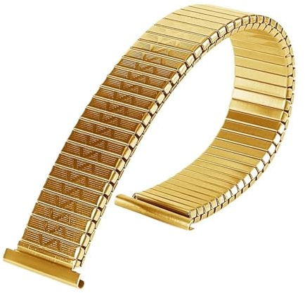 HBGRVCKS Bracelet de montre élastique en acier inoxydable 10 mm 12 mm 14 mm 16 mm 18 mm 20 mm Bracelet de montre rétractable en métal Bracelet de rechange unisexe Accessoires de montre(Gold,18mm)