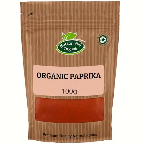 Organic Paprika 100g by Hatton Hill | Certified Organic, Smoky, Sweet, and Mildly Spicy Seasoning Perfect for Enhancing Flavor and Color in Culinary Creations