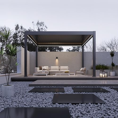 Weide Deluxe Plus Pergola | Alu Lamellenpavillon mit Motor & LED