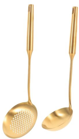 BEBEMOKO 2stücke Schlitzlöffel Servierlöffel Aus Suppenlöffel Für Küche Kochlöffel Mit Langem Griff Für Suppen Und Desserts Multifunktions Küchenlöffel Zum Servieren