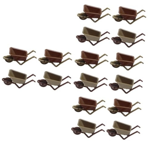Kisangel 4 Ensembles Modèle De Chariot Mini Treillis Accessoire De Jardin en Plastique Décoration De Jardin en Plastique Transpalette Manuel Brouette De Maison De Poupée 4 Pièces * 4