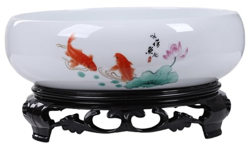 Jorzer Pflanzschale Lotus-Pflanzschale 17, 9 x 6, 5 cm eleganter Hydrokulturhalter aus Keramik Lotusschale mit Ständer für Seerosen Sukkulenten Aquarien Büro Zuhause