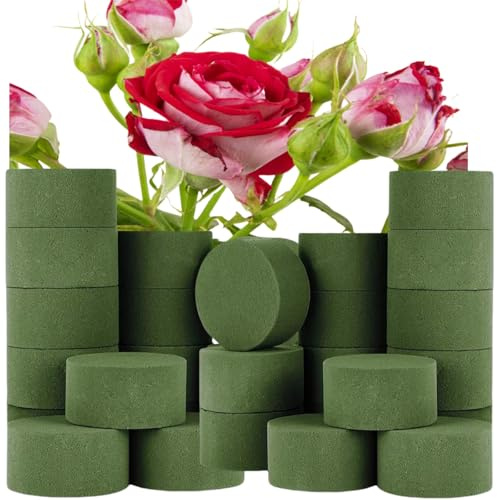 Aelmiyw 20 Pcs Round Floral Foam Blocks for Fresh and Artificial Flowers Arrangements, 3 Inch Dry & Wet Green Flower Foam for Flower Arrangements Florist Supplies
