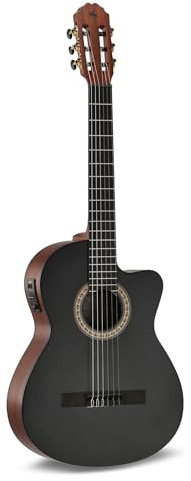 LUTHIER MANUEL RODRÍGUEZ E-Akustikgitarre Caballero Principio - Black Top Cut - Massive Fichtendecke schwarz - Boden/Zarge Sapelli Mahagoni - ETC-4 Preamp - CA-PM SB