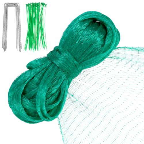 QWORK® Rete protezione uccelli 2 x 15 m, rete anti uccelli, rete in nylon tagliabile, rete per piante, per giardino, stagno, balcone
